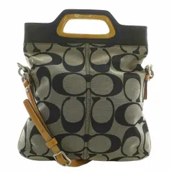 コーチ COACH ハンドバッグ ショルダー 2WAY キャンバス レザー シグネチャー 総柄 黒 ブラック 13393 /XZ ■GY11