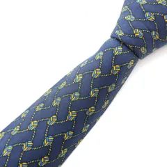 エルメス HERMES ネクタイ レギュラータイ 総柄 絹 シルク 紺 ネイビー /JS ■GY11