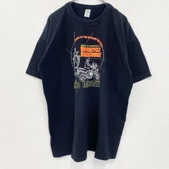 【値引き交渉OK！】古着 used　半袖プリントTシャツ　90s　シングルステッチ　ヴィンテージ　クルーネック　レトロ　黒　ブラック　XLサイズ