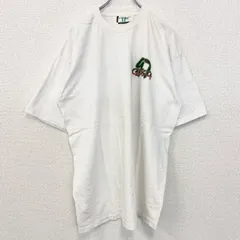 【値引き交渉OK！】古着 used　90s　半袖プリントTシャツ　クルーネック　ヴィンテージ　シングルステッチ　白　ホワイト　ワンポイント　XLサイズ