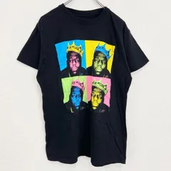 【値引き交渉OK！】古着 used　B.L.G.　半袖プリントTシャツ　ノートリアス　ラップ　クルーネック　レトロデザイン　黒　ブラック　Lサイズ