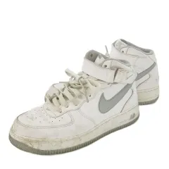 ナイキ NIKE Air Force 1 Mid Borrows Big スニーカー レースアップ ハイカット レザー 革 ロゴ 8 26.0cm 白 ホワイト DV0806-100 /CK10 ■GY01