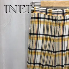 INED イネド パンツ ボトム チェック柄 麻　綿　 レディース 9 チェック柄  レディース ファッション