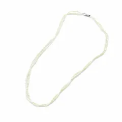 ノーブランド品 ネックレス アクセサリー ロゴ パール 真珠 2連 2mm 白 ホワイト ■GY18 /MQ