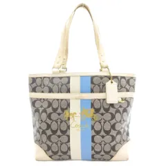 コーチ COACH 13196 シグネチャー トート ハンドバッグ 肩掛け ロゴ PVC レザー ヘリテージストライプ ロゴ 黒 ブラック 白 ホワイト /GV ■GY18