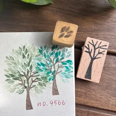 スタンプ　No. 9566木と葉セット