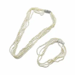 ノーブランド品 ネックレス ブレスレット セット 淡水パール 真珠 5連 5mm 白 ホワイト ■GY18 /MQ