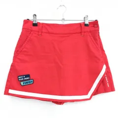 フィラゴルフ キュロットスカート レッド×白 テープライン 裾ワッペン  レディース M ゴルフウェア FILA GOLF