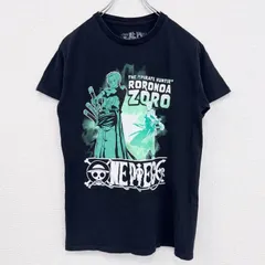 【値引き交渉OK！】古着 used　ONE PIECE　ワンピース　ロロノアゾロ　半袖アニメプリントTシャツ　黒　ブラック　Sサイズ