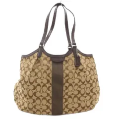 コーチ COACH F28503 シグネチャー ハンドバッグ トート 肩掛け ロゴ キャンバス レザー 茶 ブラウン /GV ■GY18