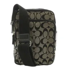 コーチ COACH ショルダーバッグ キャンバス レザー シグネチャー 総柄 グレー 黒 ブラック 4270 /XZ ■GY18