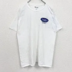 【値引き交渉OK！】古着 used　champion　チャンピオン　半袖バックプリントTシャツ　ストーンハーバー　Villa Maria　白　Lサイズ