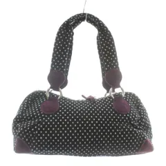 アニエスベー ボヤージュ Agnes b. VOYAGE ハンドバッグ トート 水玉 ドット柄 総柄 ロゴ シルバー金具 黒 ブラック 紫 パープル /XZ ■GY18