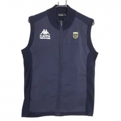 カッパ 異素材アウターベスト ネイビー ロゴプリント 前身頃中綿 背面ニット ウール混  メンズ L ゴルフウェア Kappa