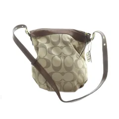 コーチ COACH F13884 ショルダーバッグ 斜めがけ ロゴ キャンバス レザー シグネチャー 茶 ブラウン ■GY18 /MQ