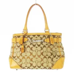 コーチ COACH ハンドバッグ キャンバス レザー 革 シグネチャー ロゴ フック タッセル 茶 ブラウン 8K06 /CK27 ■GY11