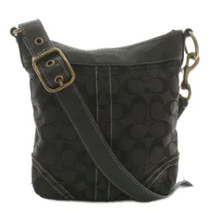 コーチ COACH ショルダーバッグ キャンバス レザー シグネチャー 総柄 黒 ブラック 10402 /XZ ■GY18
