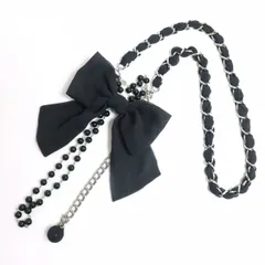インゲボルグ ★大人お洒落！黒リボンモチーフ　チェーンベルト　黒×シルバー　＊so008
