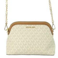 マイケルコース MICHAEL KORS ショルダーバッグ クロスボディ レザー 革 MKロゴ モノグラム 白 アイボリー 茶 ブラウン /CK23 ■GY18