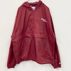 【値引き交渉OK！】古着 used　champion　チャンピオン　アノラックパーカー/フーディー　刺ロゴ　赤　レッド　Lサイズ