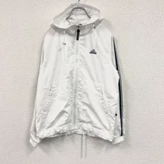 【値引き交渉OK！】古着 used　adidas　アディダス　ナイロンジャケット　フルジップ　白　ホワイト　Lサイズ