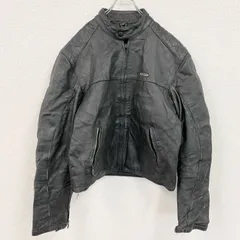 【値引き交渉OK！】古着 used　Real Leather　レザージャケット/シングルライダースジャケット　黒　ブラック　3XLサイズ