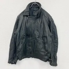 【値引き交渉OK！】古着 used　レザージャケット/革ジャン　ダブルライダースジャケット　黒　ブラック　XLサイズ