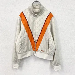 【値引き交渉OK！】古着 used　FILA　フィラ　トラックジャケット/ジャージ　モノグラム　白　ホワイト　Ｍサイズ