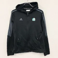 【値引き交渉OK！】古着 used　adidas　アディダス　フルジップトラックジャケット/ジャージ　黒　ブラック　Mサイズ