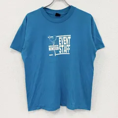 【値引き交渉OK！】古着 used　80s～　PLATINUM PLUS　半袖プリントTシャツ　ヴィンテージ　シングルステッチ　ブルー　Lサイズ