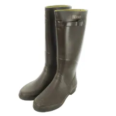 エーグル AIGLE レインブーツ ロング フラット ベルト ロゴ 36 23cm 茶 ブラウン /AO4 ■GY35
