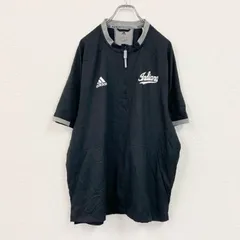 【値引き交渉OK！】古着 used　adidas　アディダス　半袖　ハーフジップナイロンジャケット　黒　ブラック　Lサイズ