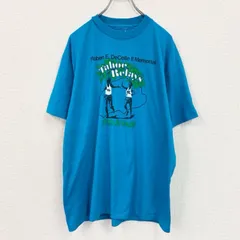 【値引き交渉OK！】古着 used　90s　半袖プリントTシャツ　ヴィンテージ　シングルステッチ　青　ブルー　