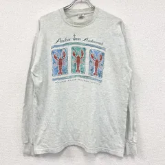 【値引き交渉OK！】古着 used　90s　FRUIT OF THE LOOM　フルーツオブザルーム　長袖プリントTシャツ　灰色　グレー　XLサイズ