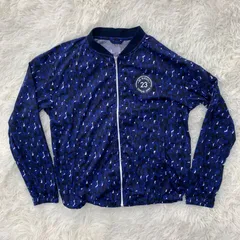 【23区GOLF】総柄ブルゾン ／レディース M ネイビー ジップアップ ゴルフウェア 薄手