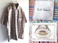 Karl Helmut カールヘルム ハンバーガーロゴワッペン 開襟 オープンカラー ボックス チェックシャツ FREE ピンクハウス