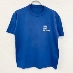 【値引き交渉OK！】古着 used　80s～　半袖両面プリントTシャツ　ヴィンテージ　シングルステッチ　青　ブルー