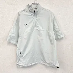 【値引き交渉OK！】古着 used　NIKE　ナイキ　半袖プルオーバージャケット　ハーフジップ　ワンポイント　白　ホワイト　XLサイズ