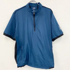 【値引き交渉OK！】古着 used　adidas　アディダス　半袖プルオーバージャケット　ハーフジップ　ワンポイント　青　ブルー　XLサイズ