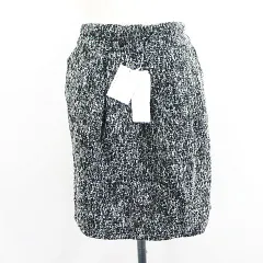 エムズエキサイト EMSEXCITE スカート ボトムス ミニ丈 タイト コクーン ツイード リボン イージー M ブラック系 ※EKM