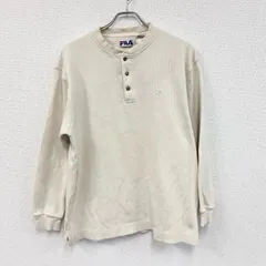 【値引き交渉OK！】古着 used　FILA　フィラ　コットンニットセーター　ヘンリーネック　ボタン付き　アイボリー　XLサイズ