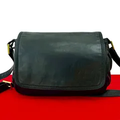 極 美品 LOEWE ロエベ ヴィンテージ アナグラム ロゴ 刻印 ナッパ レザー 本革 ショルダーバッグ ポシェット サコッシュ ブラック 98580