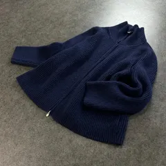AUNT MARIE'S アントマリーズ 長袖 リブニット ジップアップ カーディガン ジャケット 無地 ネイビー 紺 フリーサイズ