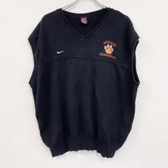【値引き交渉OK！】古着 used　90s　NIKE　ナイキ　コットンニットベスト　ヴィンテージ　黒　ブラック　XLサイズ