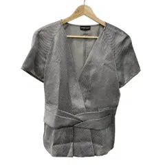 EMPORIOARMANI(エンポリオアルマーニ) 半袖カットソー サイズITA42 レディース美品  - グレー×ライトグレー Vネック