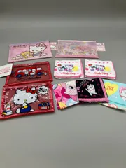 2  F-015-368    まとめて　セット　キキララ　キティ リトルツインスターズ　ビニールポーチ　フラットポーチ  ⭐︎キティ（赤） メッシュビニールケース（１つはタグを取ってしまっておりますが、未使用です）  ⭐︎キティ、マリーちゃんハンカチ5枚