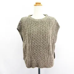 サマンサモスモス SM2 blue ニット セーター ノースリーブ ベスト 丸首 F ブラウン ※EKM