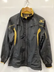 ピ469⚫︎MizunoPro⚫︎ミズノプロ⚫︎アウター⚫︎トレーニングウェア⚫︎ジャケット⚫︎プルジップアップ⚫︎裾ドロスト⚫︎JASPO規格⚫︎スポーツ⚫︎ウィンドブレーカー⚫︎sizeL⚫︎黒×金