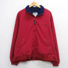 XL/古着 エルエルビーン 長袖 ナイロン ジャケット メンズ 90年代 90s ワンポイントロゴ エンジ系 内側フリース 25dec16