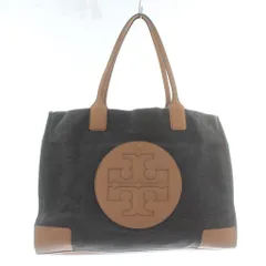 トリーバーチ TORY BURCH トートバッグ ハンド ウール レザー ロゴ ベージュ グレー /XZ ■GY18